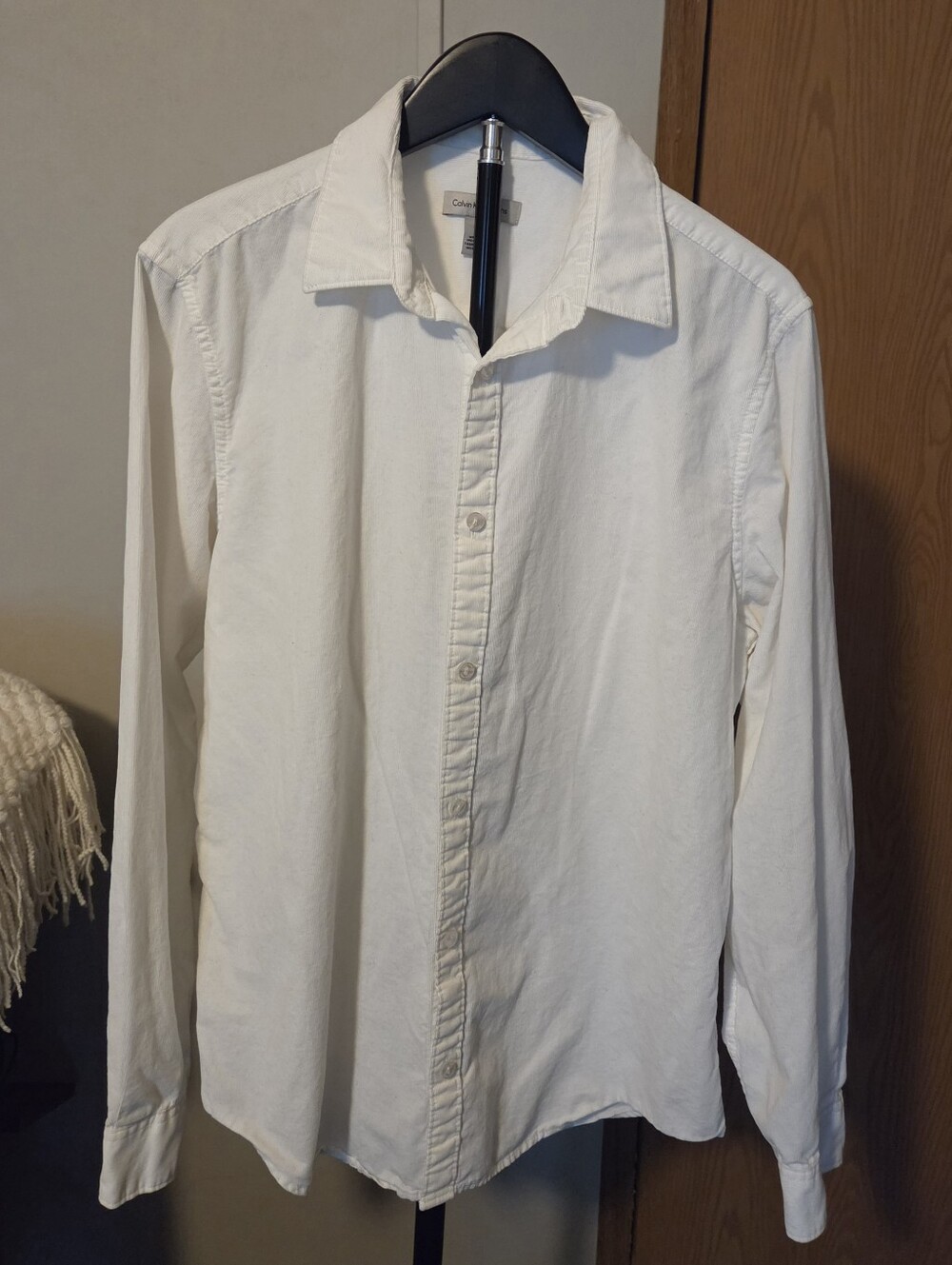 Calvin Klein White Casual Button-Down Corduroy Shirt